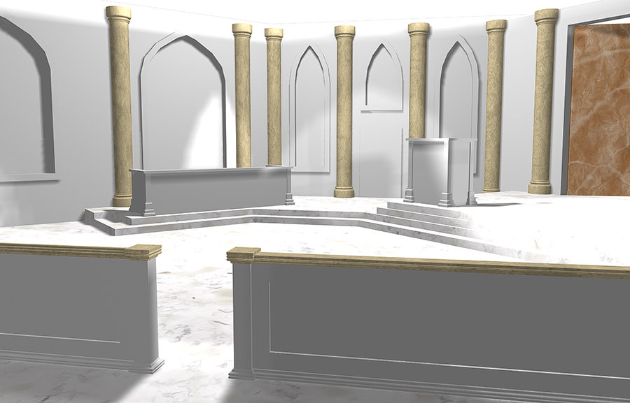 Virtual 3D Courtroom Illustration